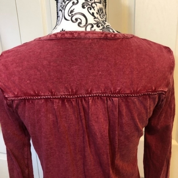 Lucky Brand Dark Red Boho Crochet Top S - Picture 4 of 7